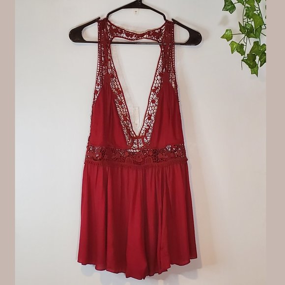 Free People Other - INTIMATELY FREE PEOPLE Red Lace Romper